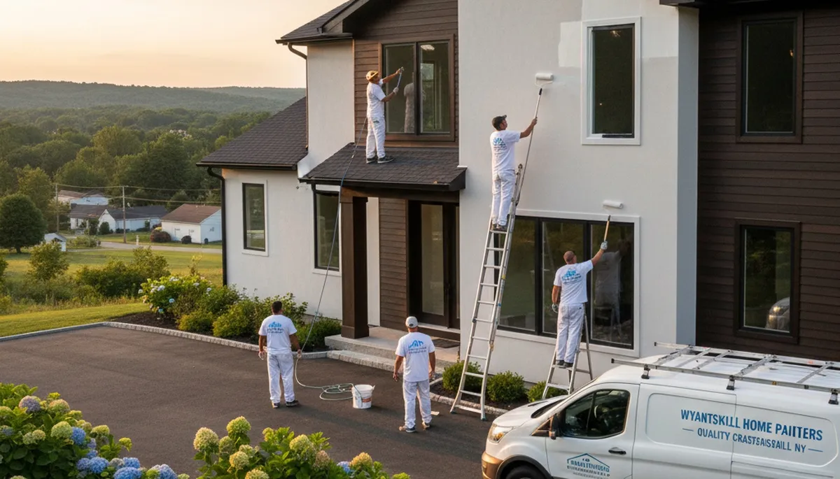 Professional house painters working on residential exterior in Albany, NY