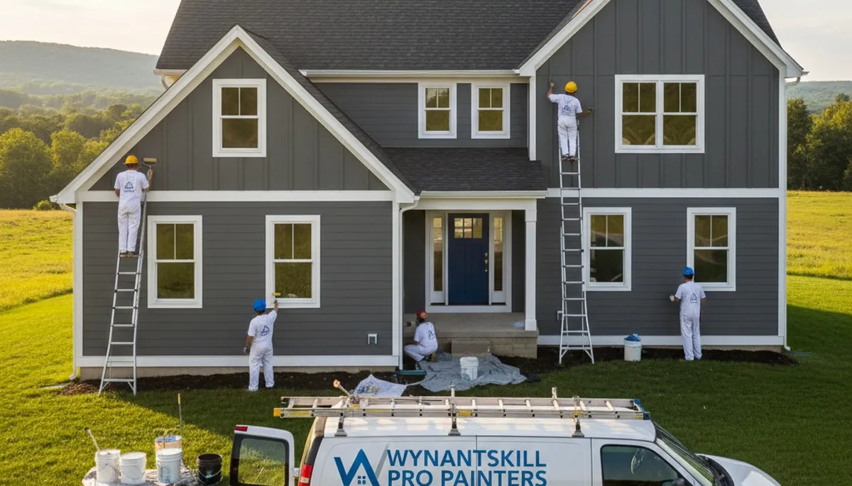 Professional house painting contractors working on residential exterior in Albany, NY