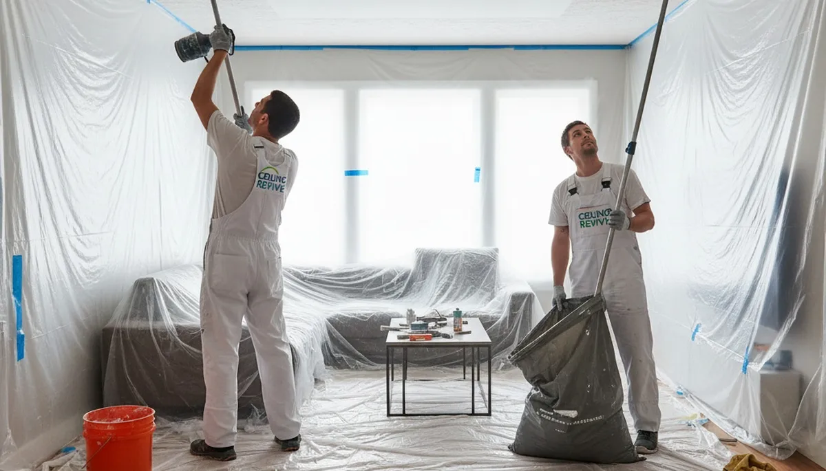 Professional popcorn ceiling removal and refinishing in Albany, NY home by expert painters
